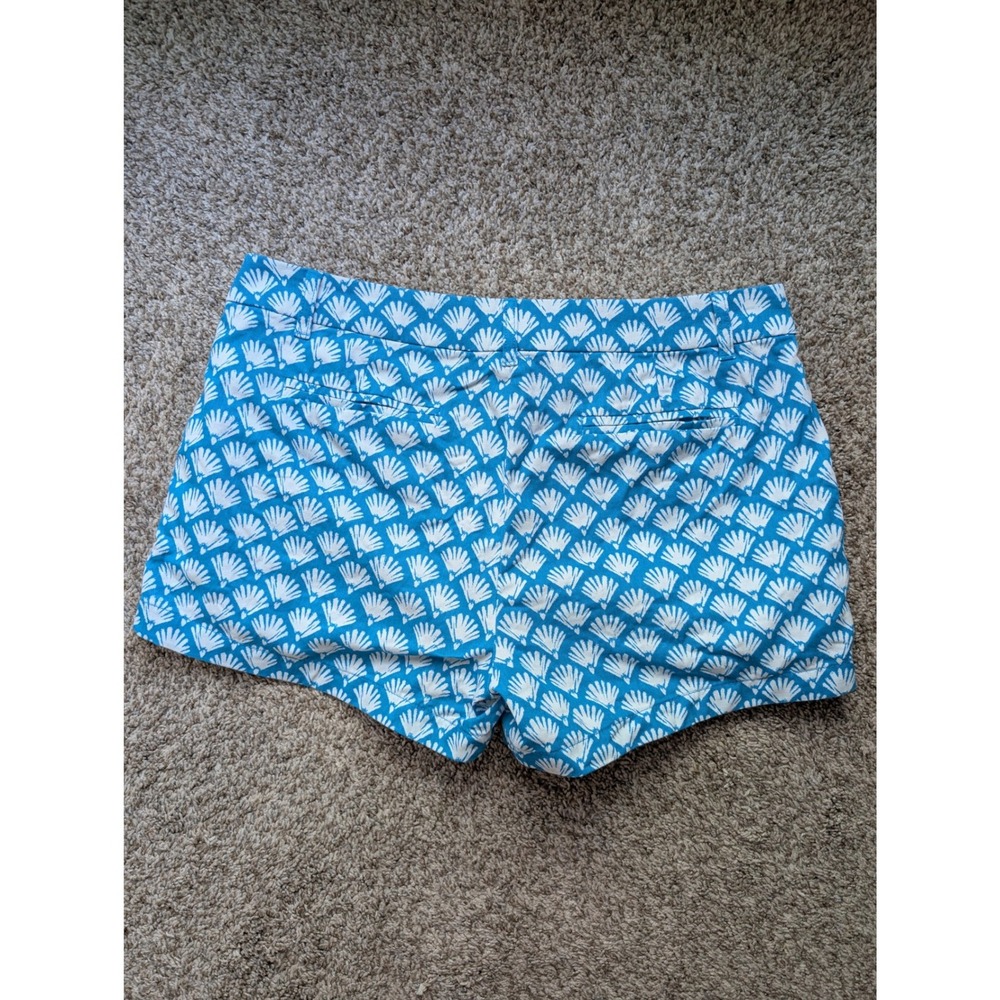 J.Crew Chino Shorts Women's 12 Blue Teal Seashell Print Beach Preppy Resortwear - Picture 2 of 10